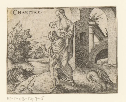 Liefde (Caritas) by Unknown, print, 1524-1562