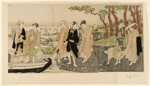 Gathering shell fish at low tide by Utagawa Toyokuni I (初代 歌川 豊国), print, 1784-1806