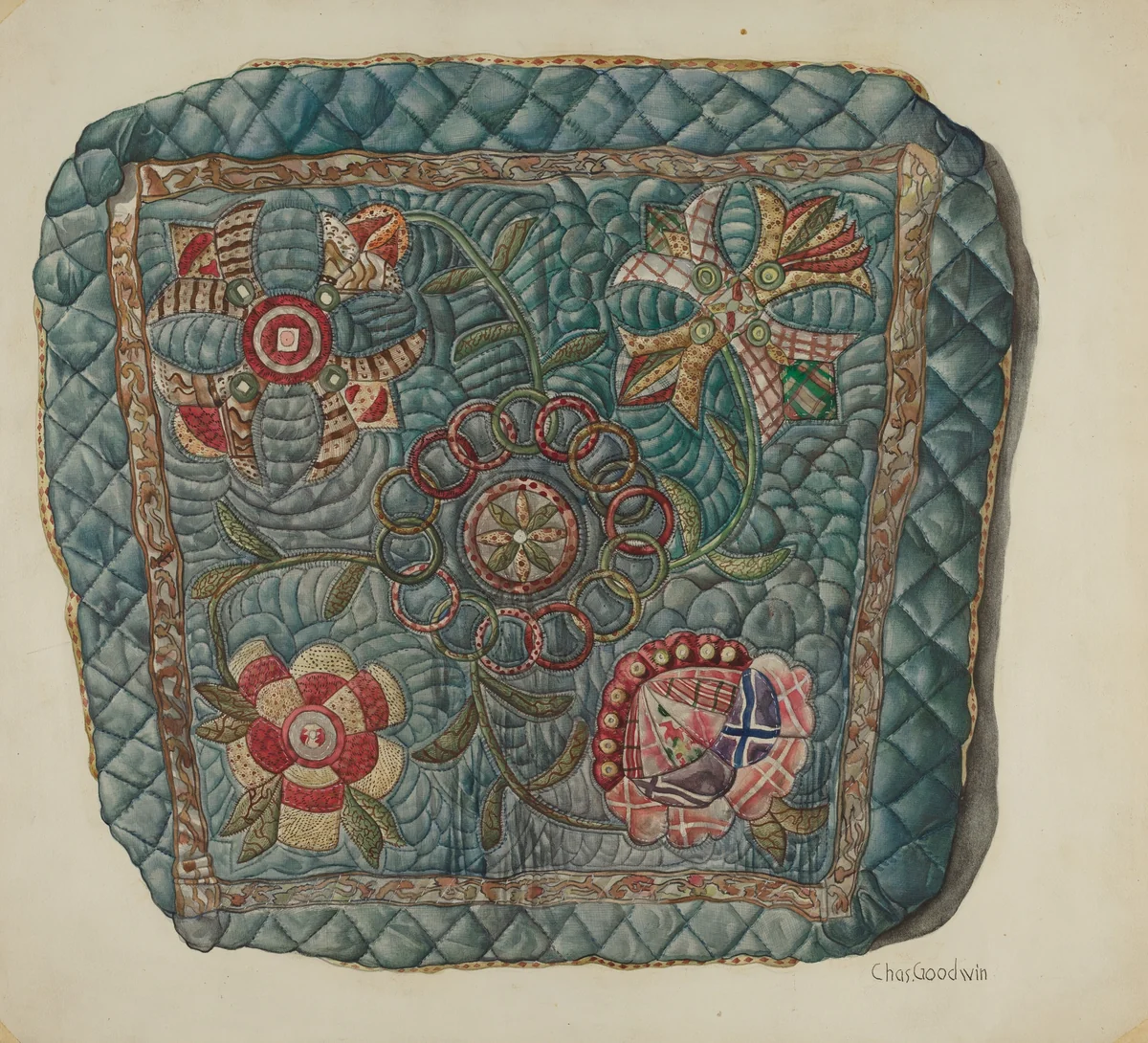 Window Seat Cover by Mrs. Goodwin, index of american design, 1938