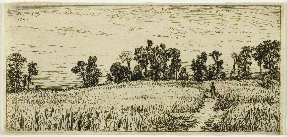 Wheat Field by Charles-Émile Jacque, print, 1844