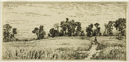 Wheat Field by Charles-Émile Jacque, print, 1844