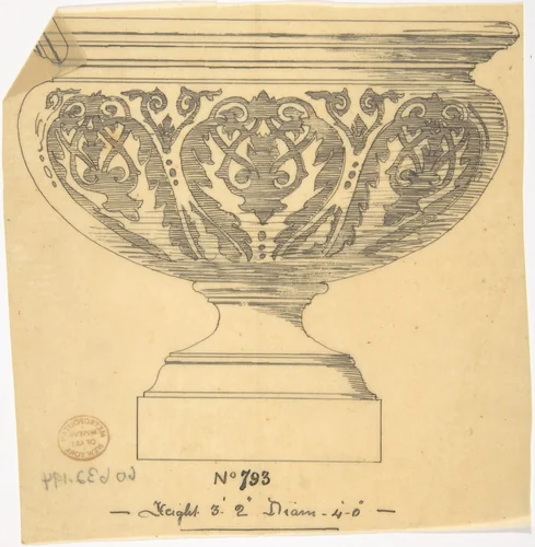 Vase by anonymous, drawing, 1800-1900