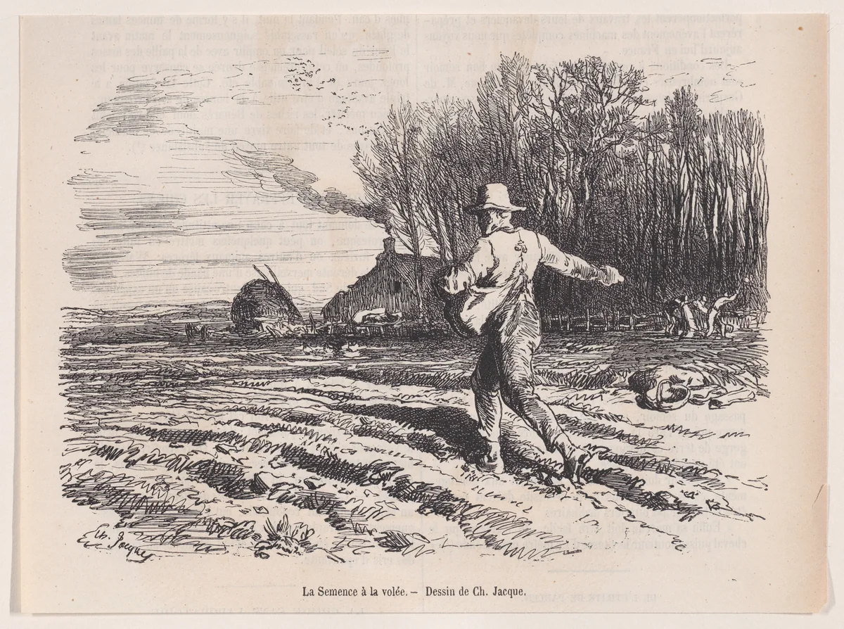 Scattering Seed, from "Le Magasin Pittoresque" by Charles Jacque, print, 1857