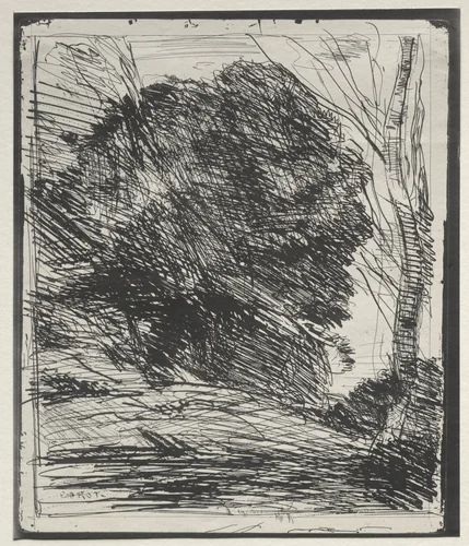 Trees on the Mountain by Jean-Baptiste-Camille Corot, print, 1921