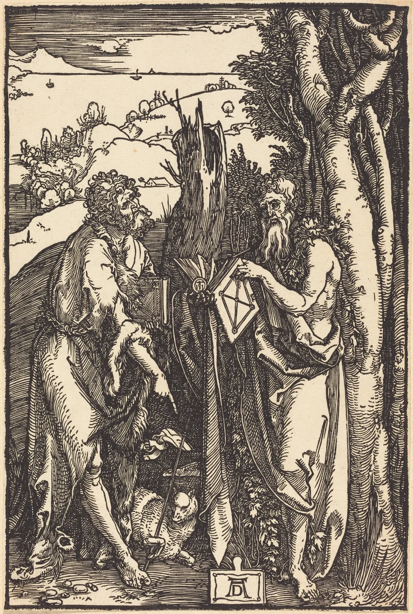 Saint John the Baptist and Saint Onuphrius by Albrecht Dürer, print, 1471-1528