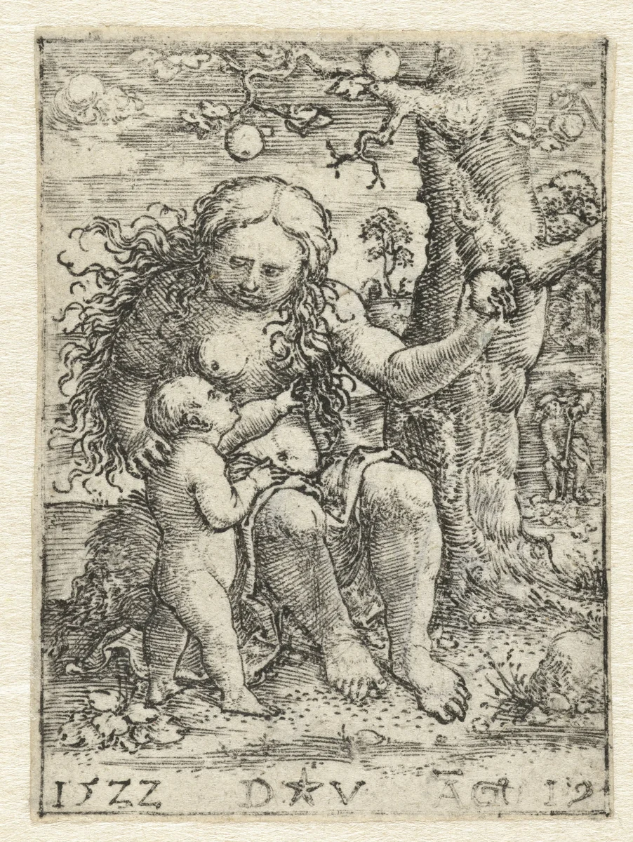Eva en Kaïn by Unknown, print, 1522
