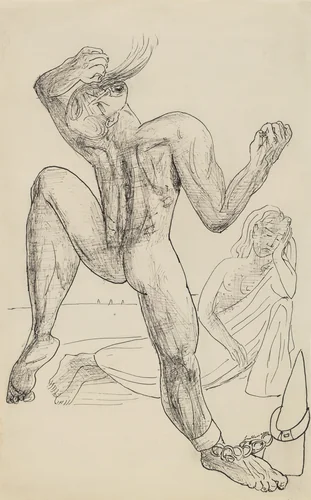 The Chained One (Der Gefesselte) by Max Beckmann, drawing, 1944