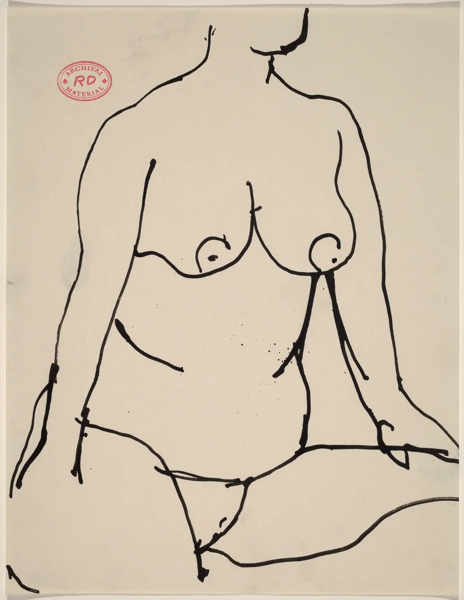 Untitled [nude seated resting her hands on her thighs] by Richard Diebenkorn, drawing, 1955-1967