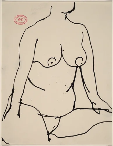 Untitled [nude seated resting her hands on her thighs] by Richard Diebenkorn, drawing, 1955-1967