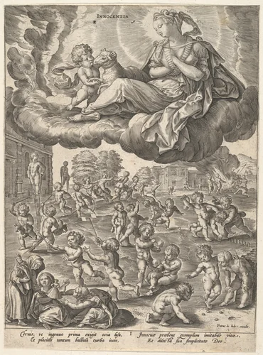 Innocentia, from "Virtues" by Maerten de Vos, print, 1571-1591