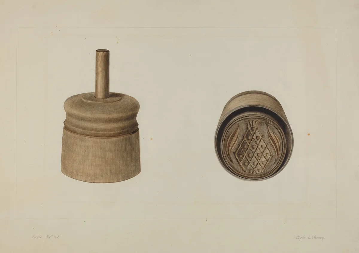 Pa. German Butter Mold by Clyde L. Cheney, index of american design, 1935-1942