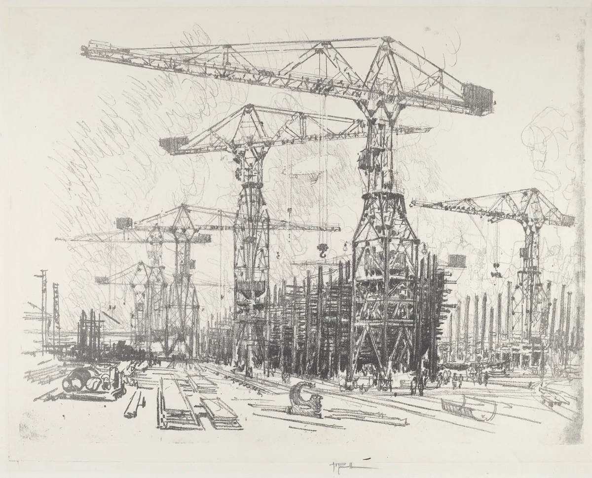 The Old Shipyard by Joseph Pennell, print, 1916