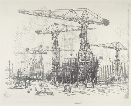 The Old Shipyard by Joseph Pennell, print, 1916