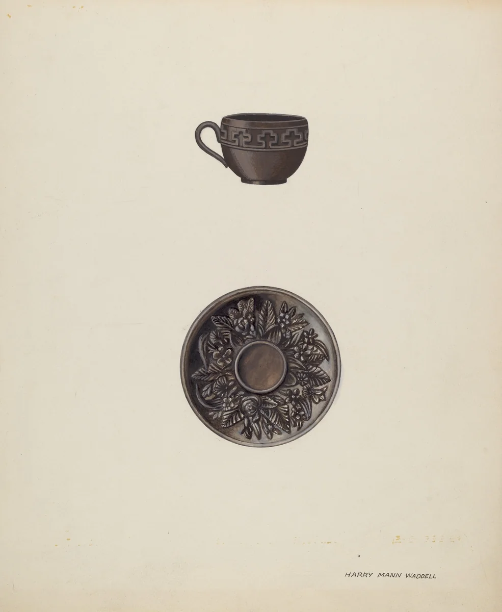 Small Cup and Saucer by Harry Mann Waddell, index of american design, 1937