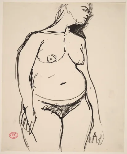 Untitled [standing female figure looking right] by Richard Diebenkorn, drawing, 1955-1967