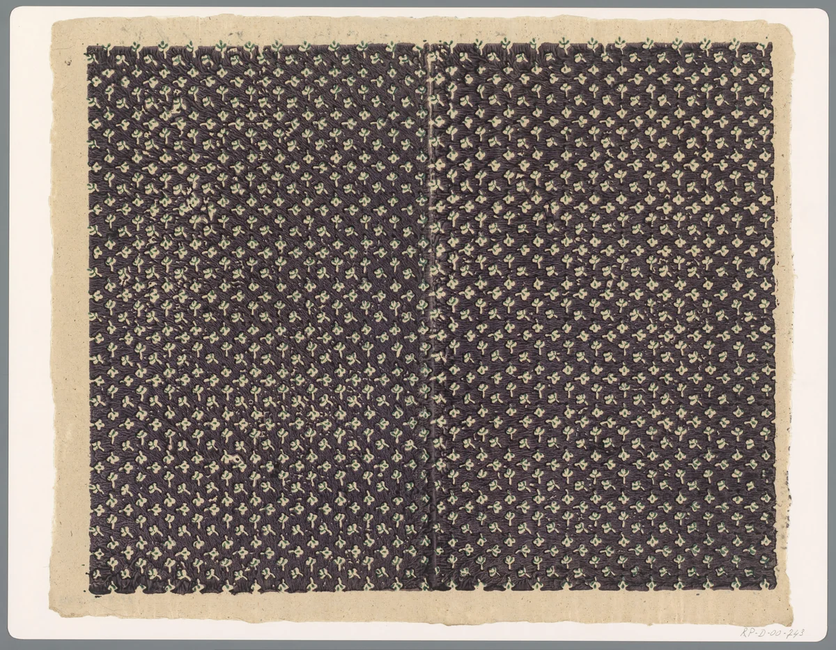 Blad met strooipatroon van uitgespaard bloemmotief by anonymous, print, 1750-1950