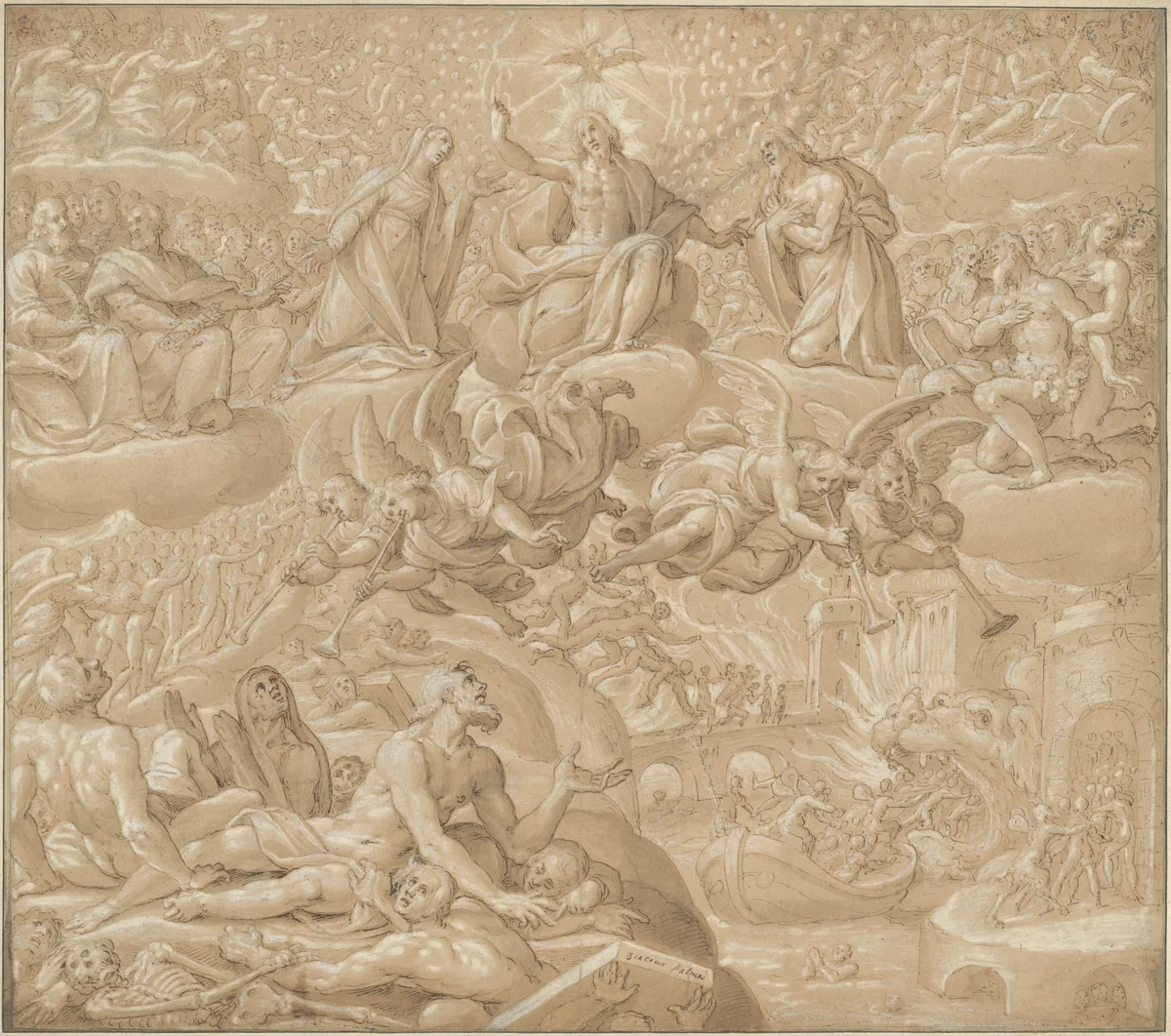 The Last Judgment by Giovanni Mauro della Rovere, drawing, 1613-1614
