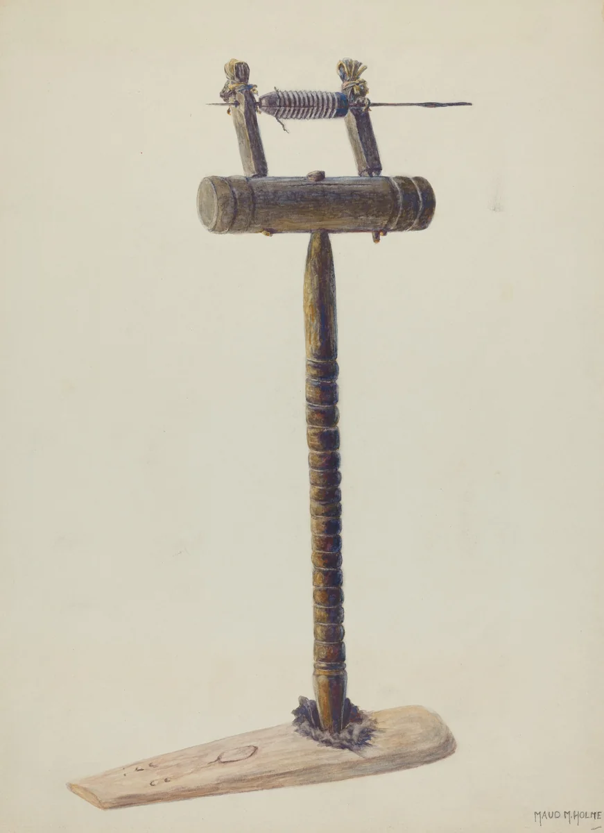 Spinning Wheel by Maud M Holme, index of american design, 1938