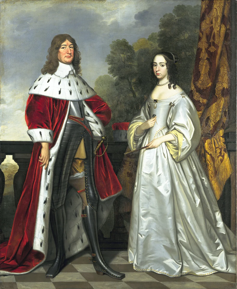 Double Portrait of Friedrich Wilhelm I (1620- 1688) and Louise Henriette (1627-1667) by Gerrit van Honthorst, painting, 1647