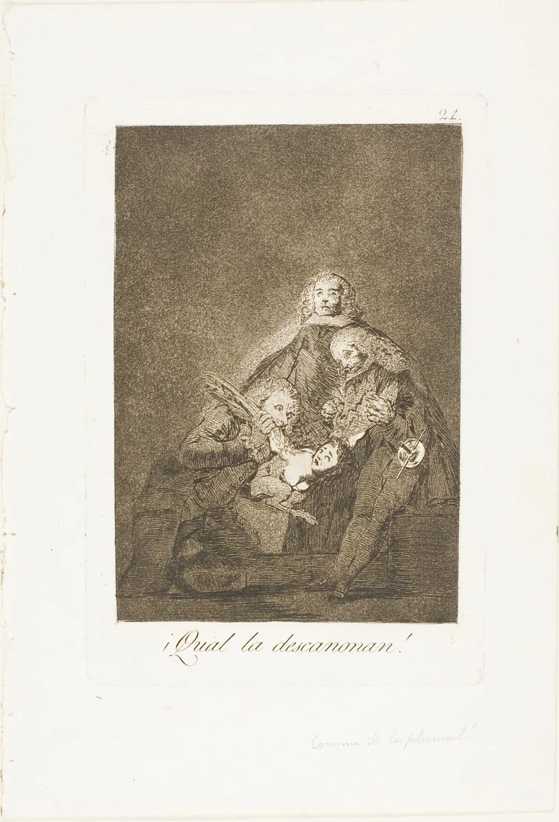 How they Pluck Her, plate 21 from Los Caprichos by Francisco José de Goya, print, 1797-1799