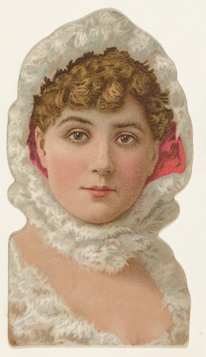 Actress wearing white feathers, from Stars of the Stage, Fourth Series (N132) issued by Duke Sons & Co. to promote Honest Long Cut Tobacco by W. Duke, Sons & Co., print, 1892-1893