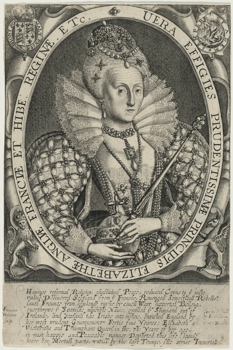 Elizabetha Anglia et Francae et Hibe. Reginae(Queen Elizabeth) by Francis Delaram, print, 1590-1627