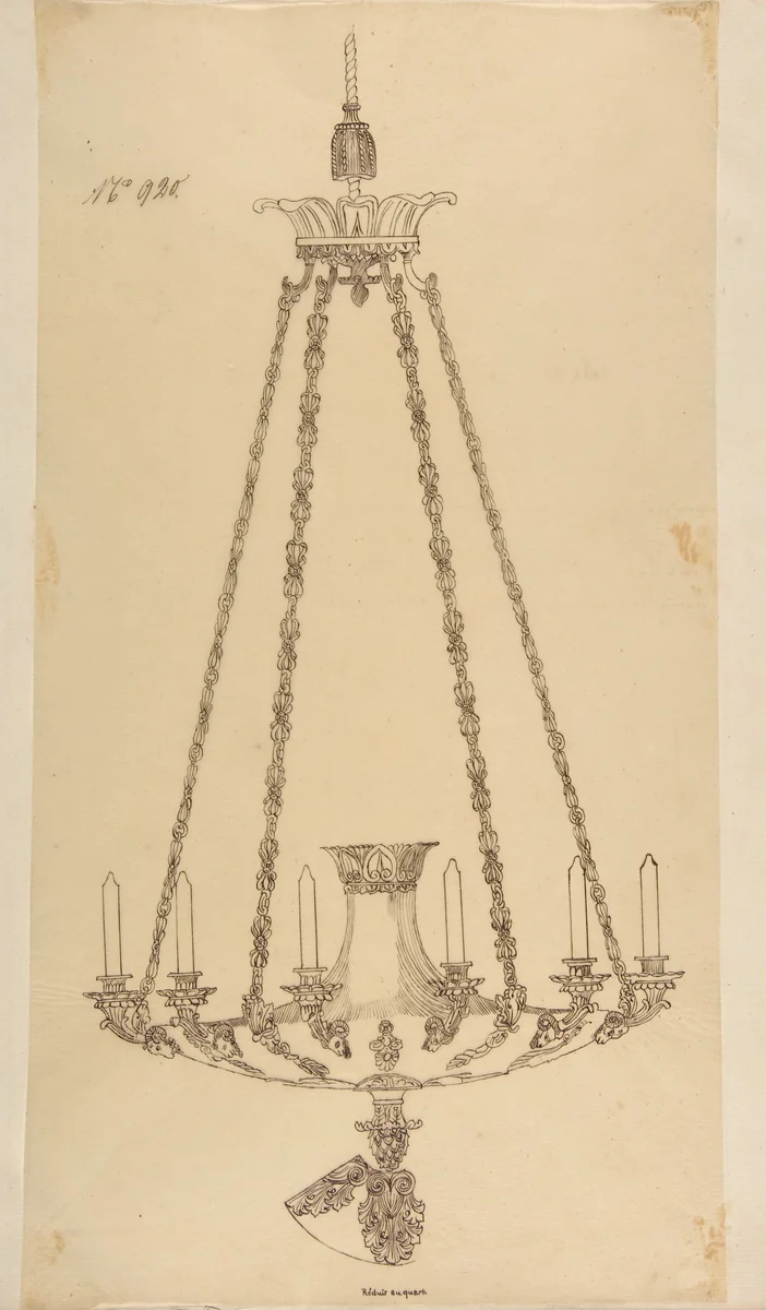 Design for a Chandelier by anonymous, drawing, 1800-1899