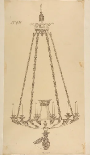 Design for a Chandelier by anonymous, drawing, 1800-1899