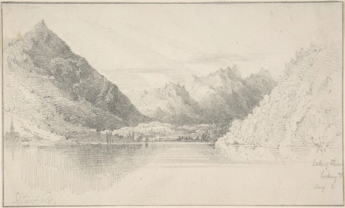 Lake of Thun looking North by Clarkson Stanfield, drawing, 1820-1867