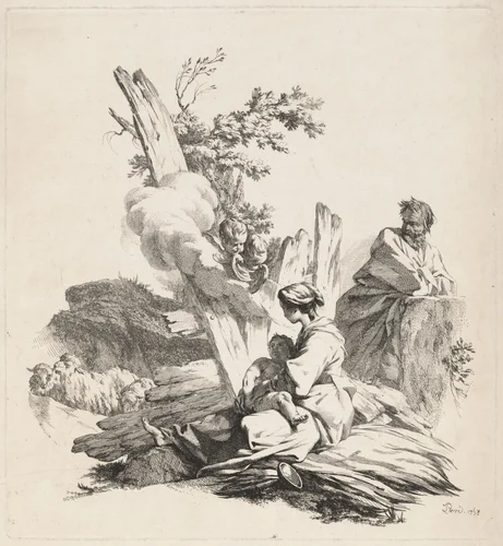 Rest on the Flight into Egypt by Jean-Baptiste-Marie Pierre, print, 1759