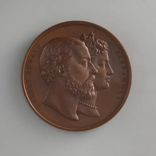 Opening of the New Buildings of the City of London School by the Prince and Princess of Wales, December 12, 1882 by Joseph Shepherd Wyon, metalwork, 1882