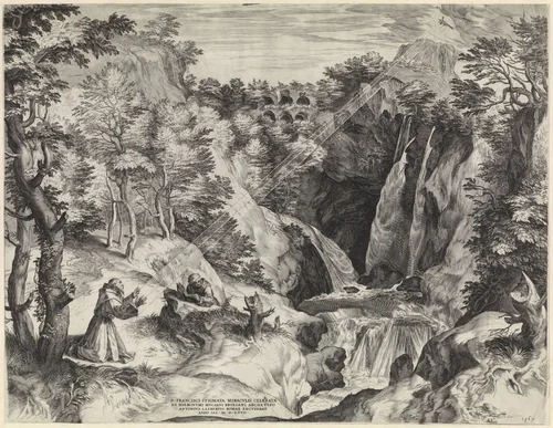 H. Franciscus ontvangt de stigmata by Cornelis Cort, print, 1567