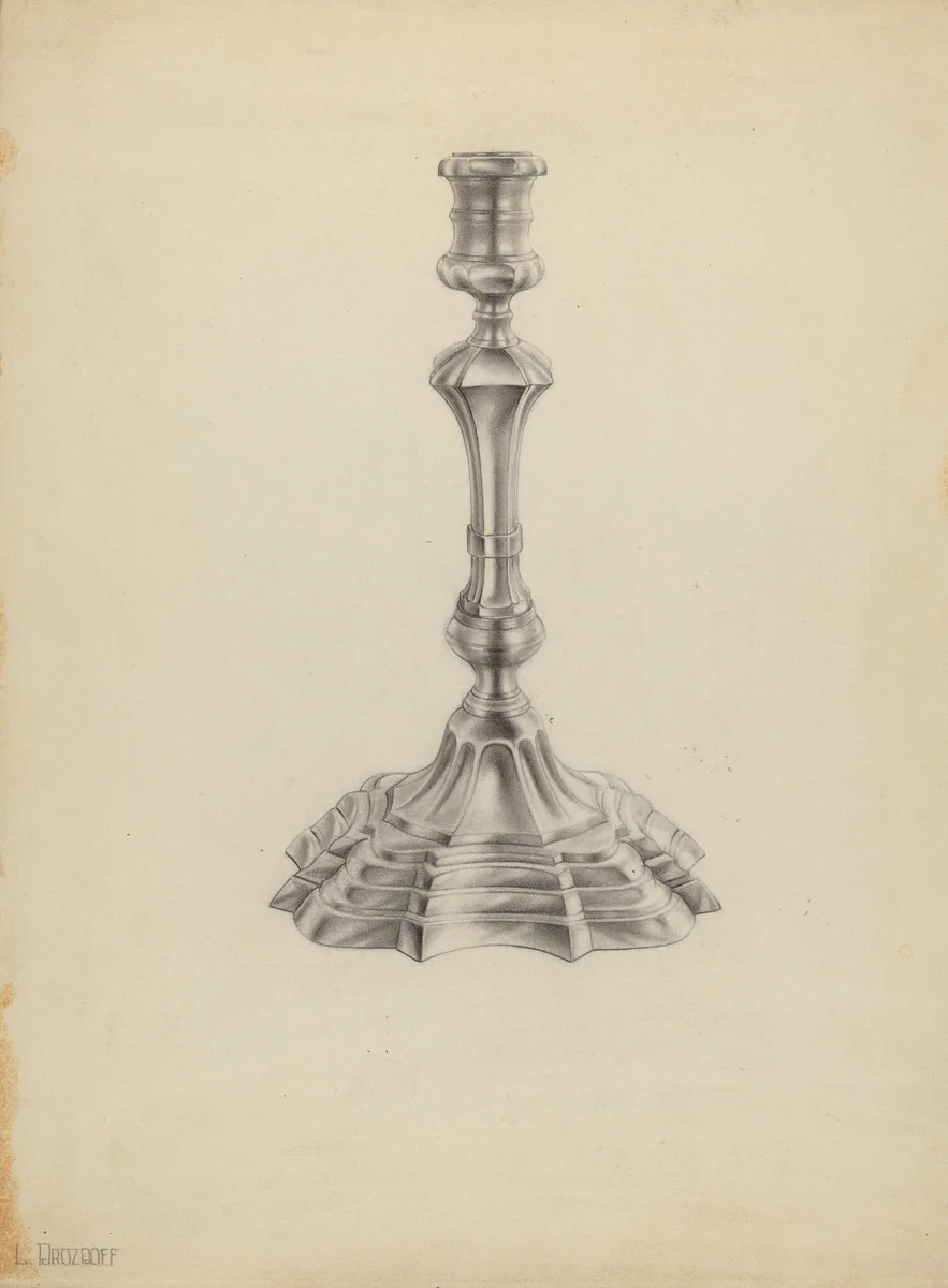 Silver Candlestick by Leo Drozdoff, index of american design, 1935-1942