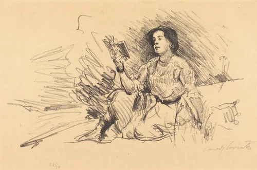 Lesendes Mädchen (Girl Reading) by Lovis Corinth, print, 1911