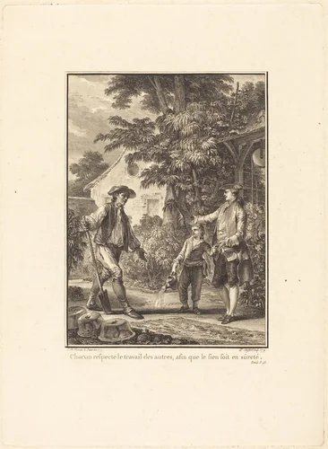 Chacun respecte le travail des autres, afin que le sien soit en sûreté by Pierre-Philippe Choffard; Jean-Michel Moreau the Younger, print, 1777-1779