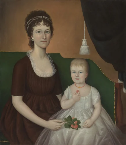 Elizabeth Grant Bankson Beatty (Mrs. James Beatty) and Her Daughter Susan by Joshua Johnson, painting, 1805