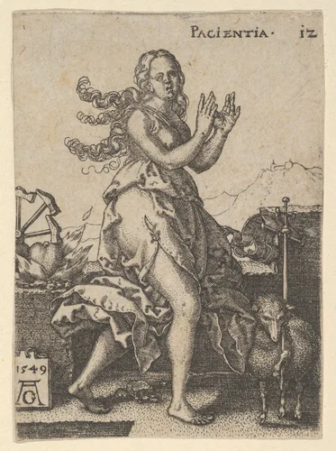 Patience, from "Virtues and Vices" by Heinrich Aldegrever, print, 1549