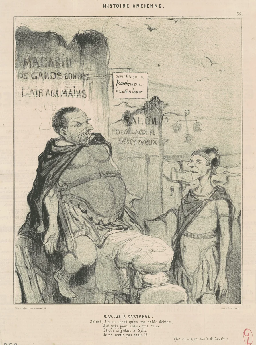 Marius à Carthage by Honoré Daumier, print, 1842