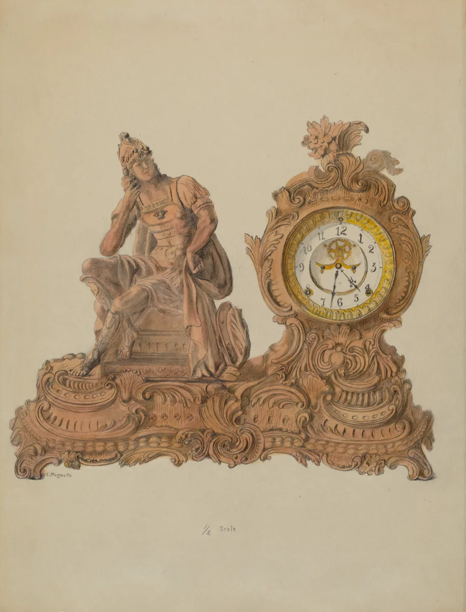 Ansonia Clock by Edith Magnette, index of american design, 1936