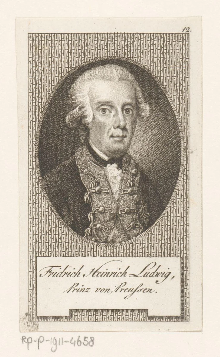 Portret van Friedrich Heinrich Ludwig van Pruisen by Meno Haas, print, 1762-1802