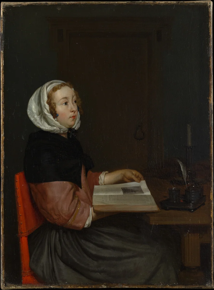 The Reader by Eglon van der Neer, painting, 1654-1703