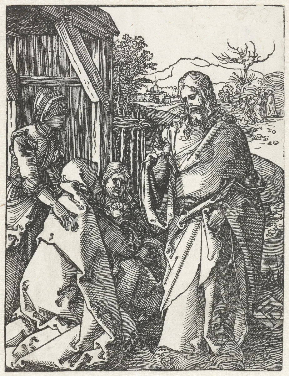 Christus neemt afscheid van zijn moeder by Unknown, print, 1508-1509
