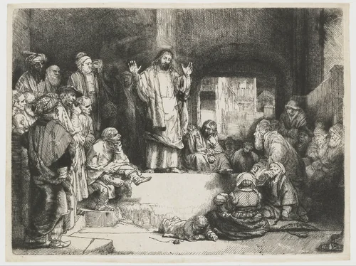 Christ Preaching, known as La petite tombe by Rembrandt van Rijn, print, 1657