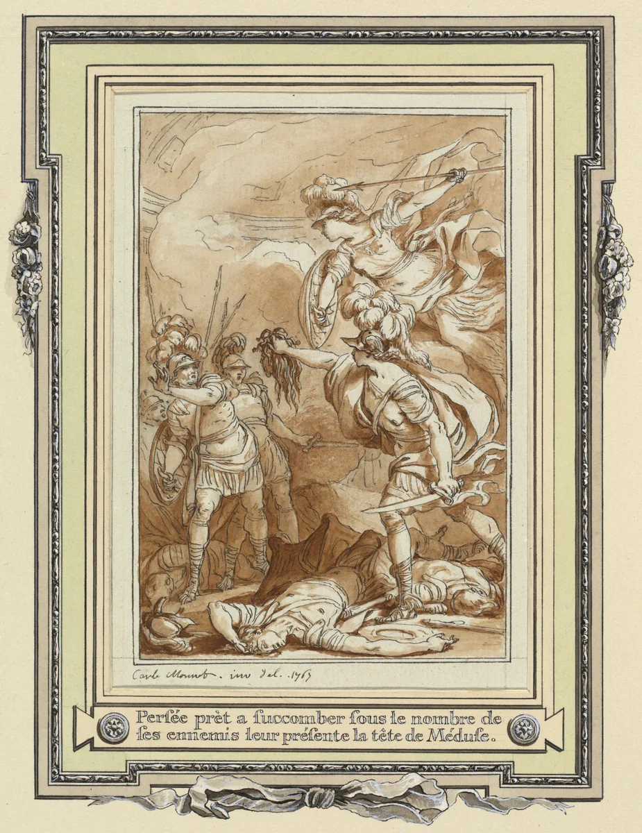 Perseus Turning Phinneas to Stone with the Head of Medusa by Charles Monnet, drawing, 1767
