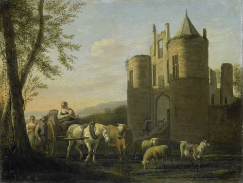 The Main Gate to Egmond Castle by Gerrit Berckheyde, painting, 1670-1698