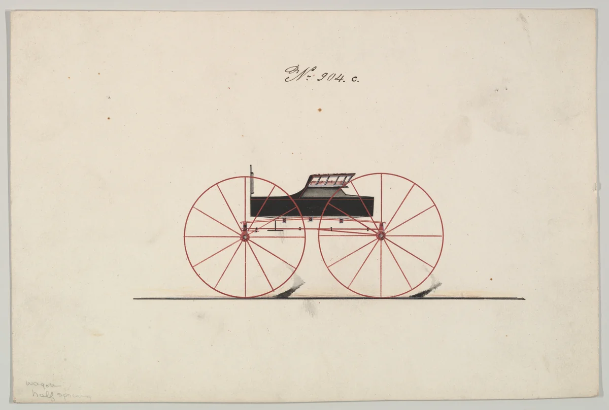 Design for Wagon, no. 904c by Brewster & Co., drawing, 1850-1870