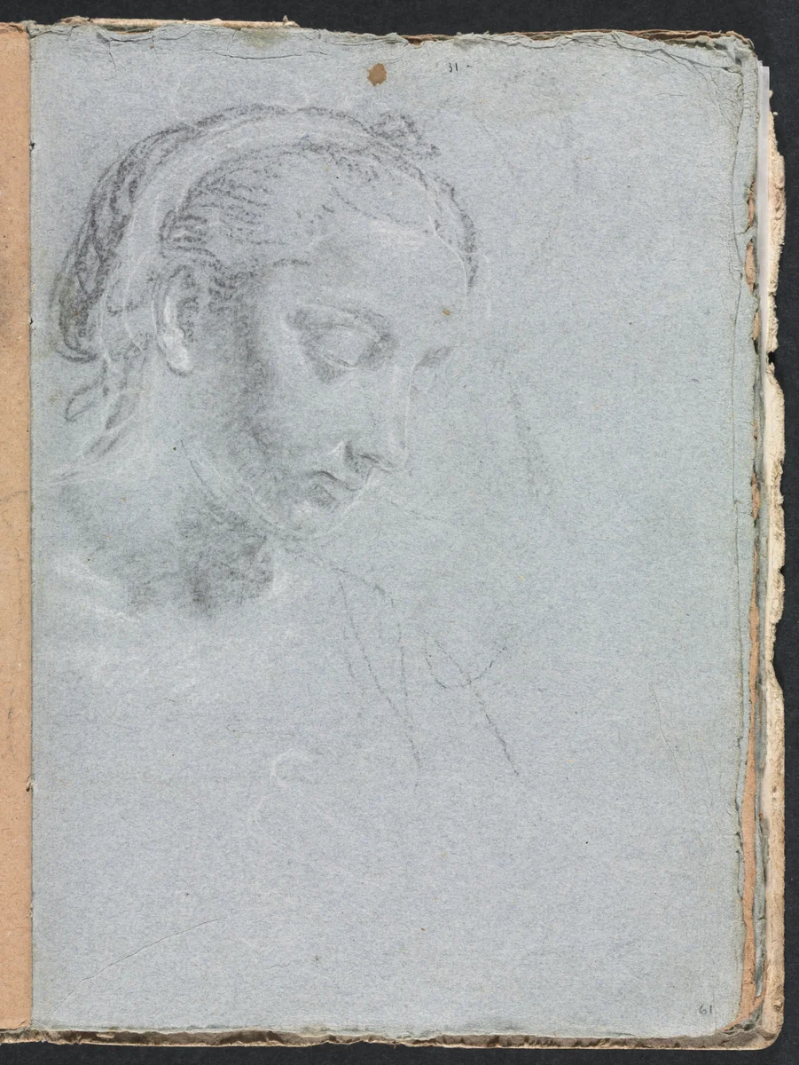 Verona Sketchbook: Head and shoulders of a woman (page 61) by Francesco Lorenzi, book, 1760