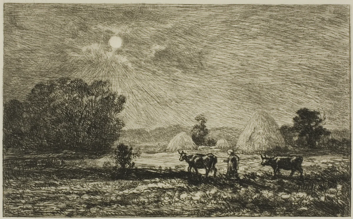 Moonlight at Valmondois by Charles-François Daubigny, print, 1877