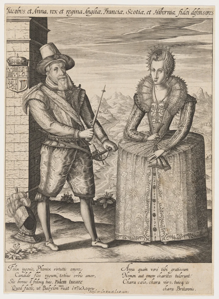 James I and Anne of Denmark by Anonymous Artist; Hieronymus Wierix, print, 1553-1619