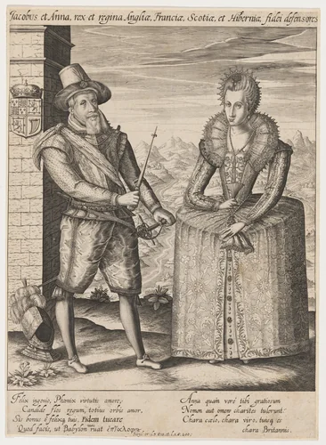 James I and Anne of Denmark by Anonymous Artist; Hieronymus Wierix, print, 1553-1619